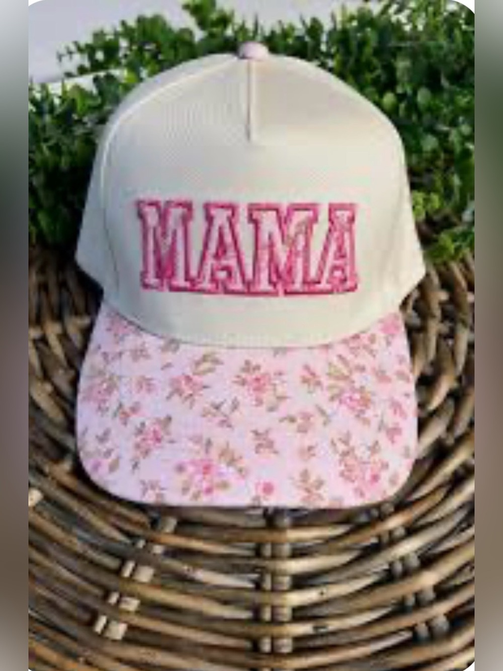 Mama Embroidered Pink Floral Kids Cap